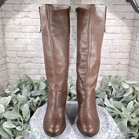 Crown Vintage Aubrie Leather Cognac Round Toe 16.5” Tall Dress Boots WMS 6M✨VGUC - Picture 2 of 16